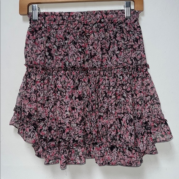 MISA Los Ángeles Marion Pink Floral Smocked, tiered floral Mini Skirt size XS - Picture 3 of 7